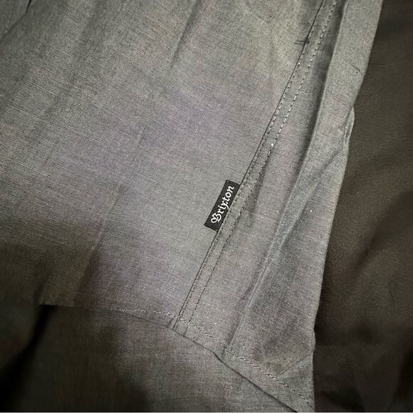 Brixton Charcoal Gray Button-Up Short Sleeve Cotton Shirt Size Medium - Picture 7 of 8